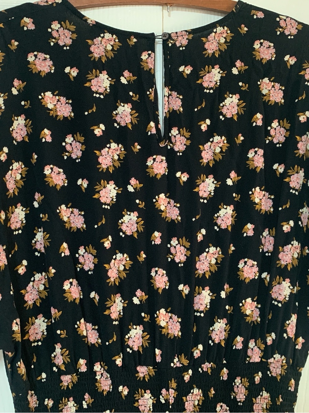 Madewell Floral V-Neck Wide-Leg Jumpsuit - Black with Pink Flowers szL - Picture 11 of 13